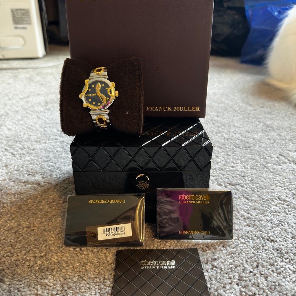 Roberto Cavalli by Franck Muller Gold and silver snake Watch.